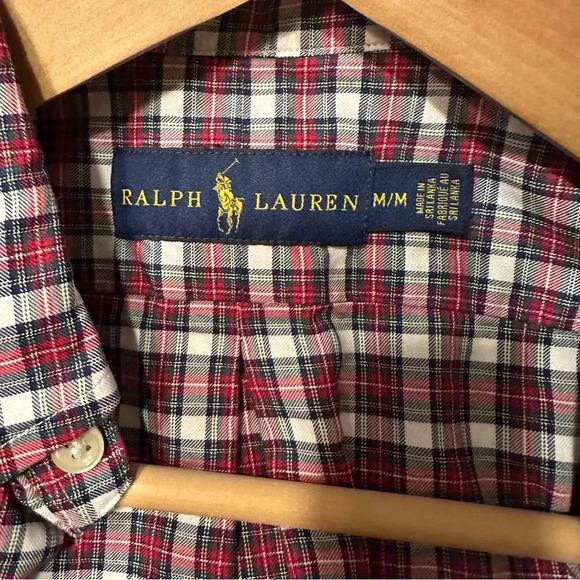Polo Ralph Lauren Mens Shirt Button Down Red Plaid 100% Cotton size M(h8 - Picture 6 of 11
